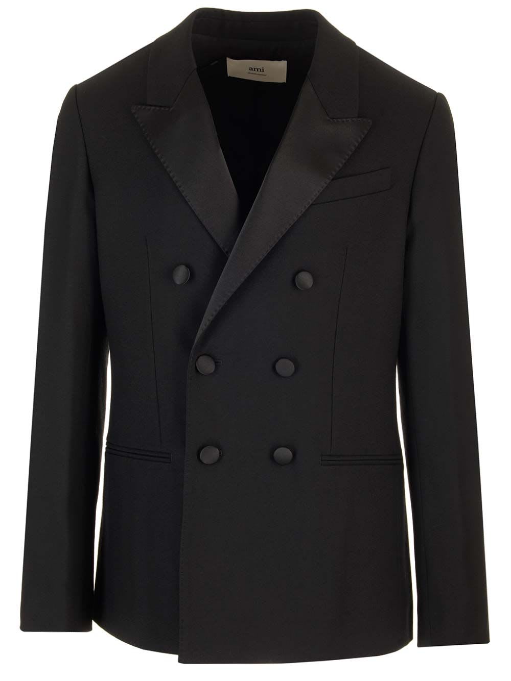 Double-breasted Wool Tuxedo Blazer