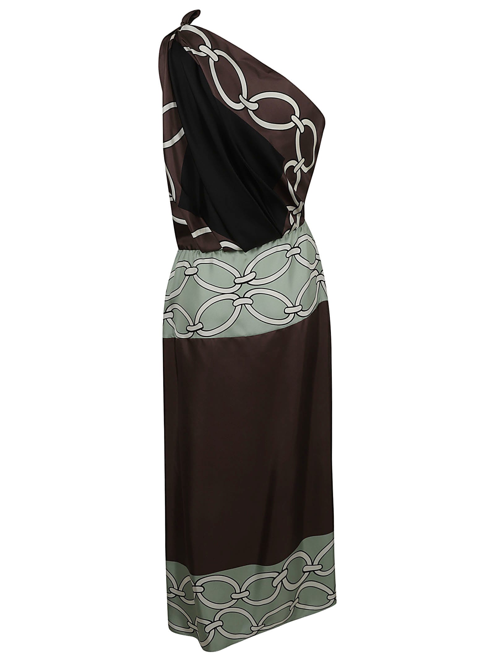 Valentino Pattern Twill Dress In Multicolor