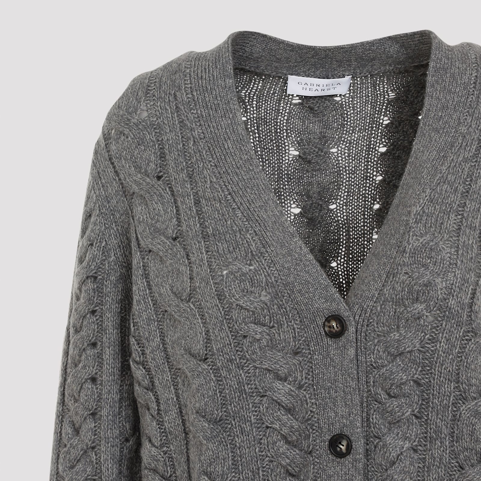 Shop Gabriela Hearst Lord Cardigan In Dem Dark Grey Multi