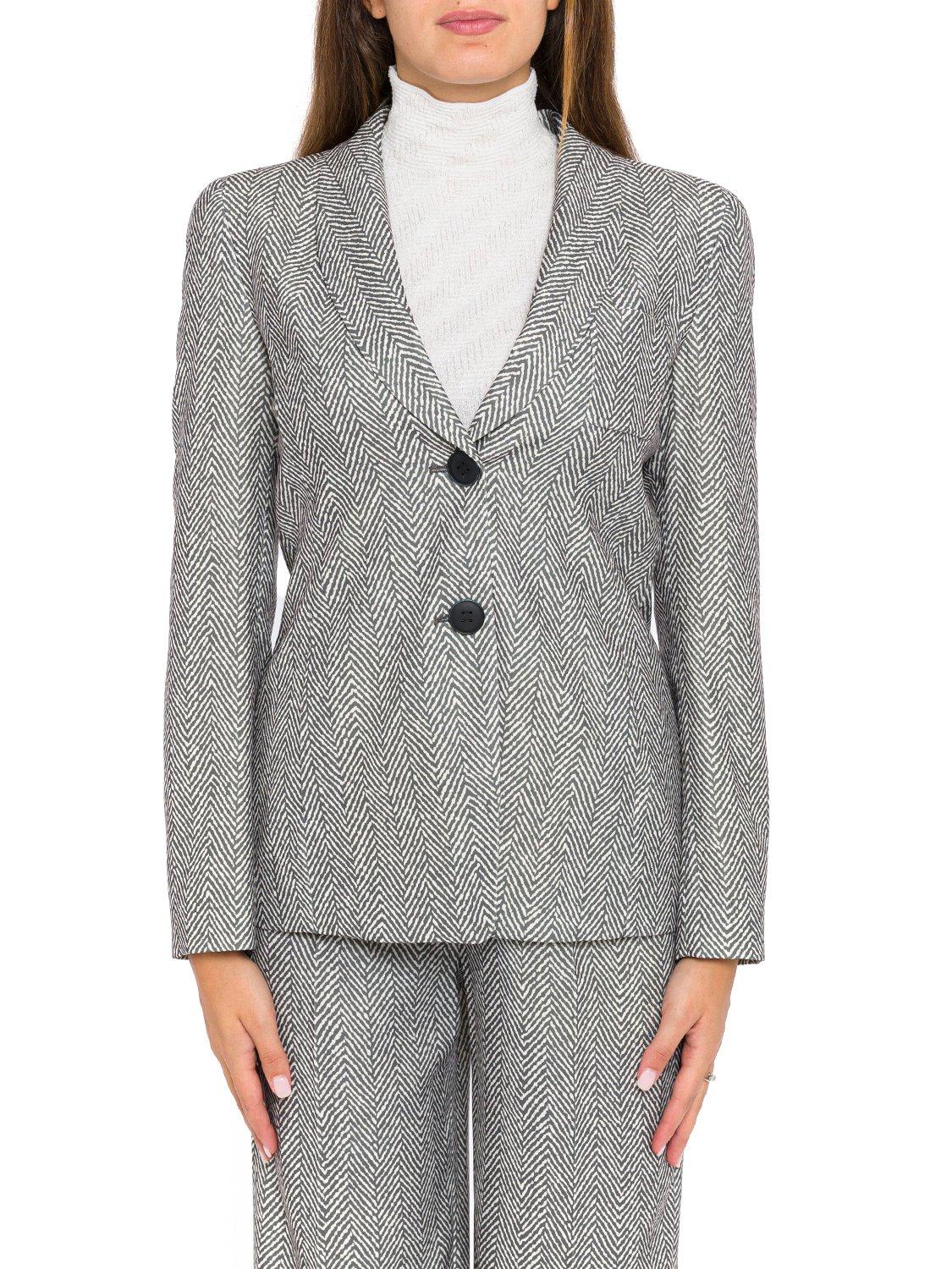 Herringbone Single-breasted Tailored Blazer