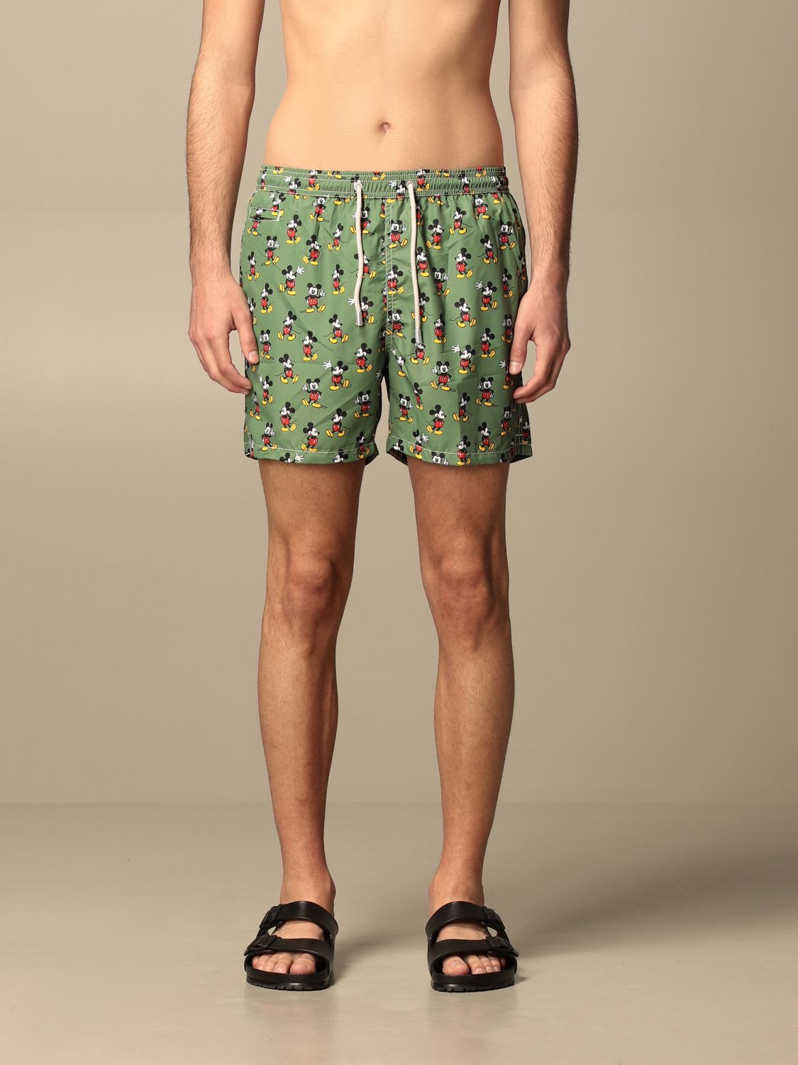 Mc2 Saint Barth Swimsuit  Swim Shorts With Mickey Pattern In Military