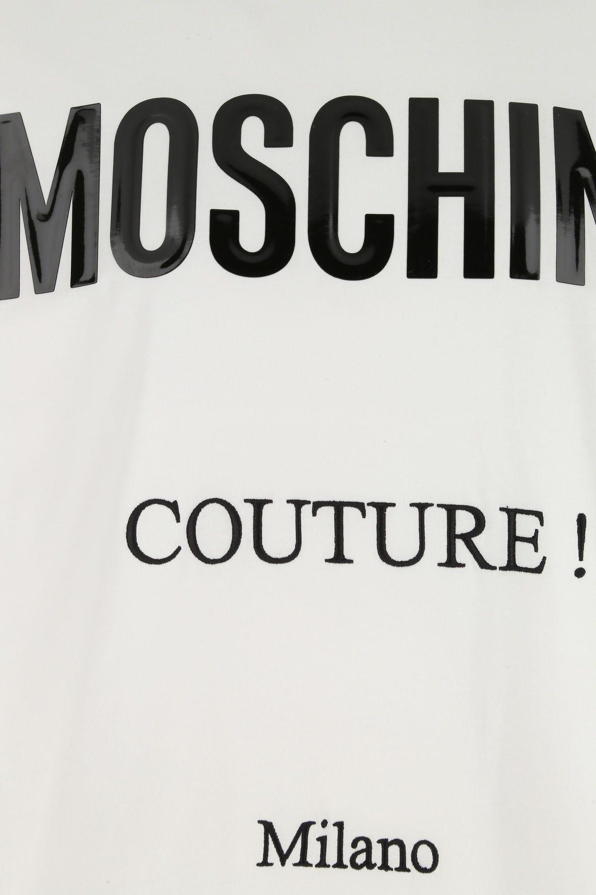 Shop Moschino White Cotton T-shirt In Bianco