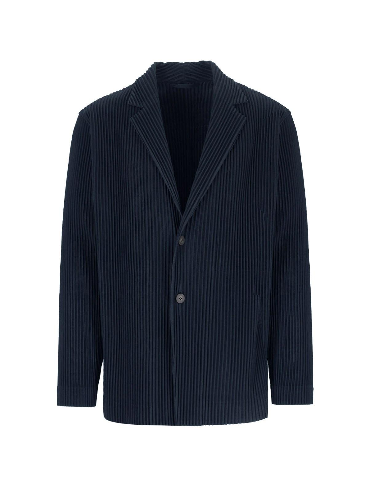 Issey Miyake Single-breasted Pleated Blazer In Blue