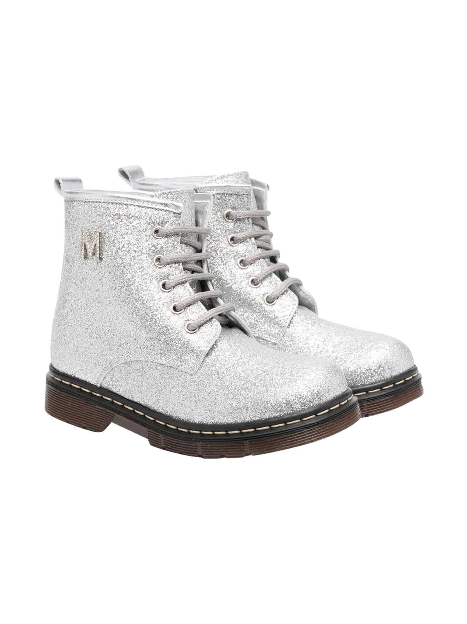 Silver Ankle Boots Girl Monnalisa