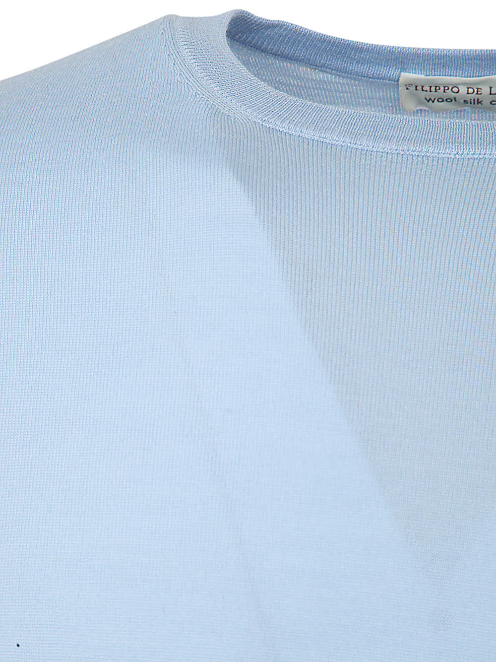 Shop Filippo De Laurentiis Wool Silk Cashmere Long Sleeves Crew Neck Sweater In Light Blue