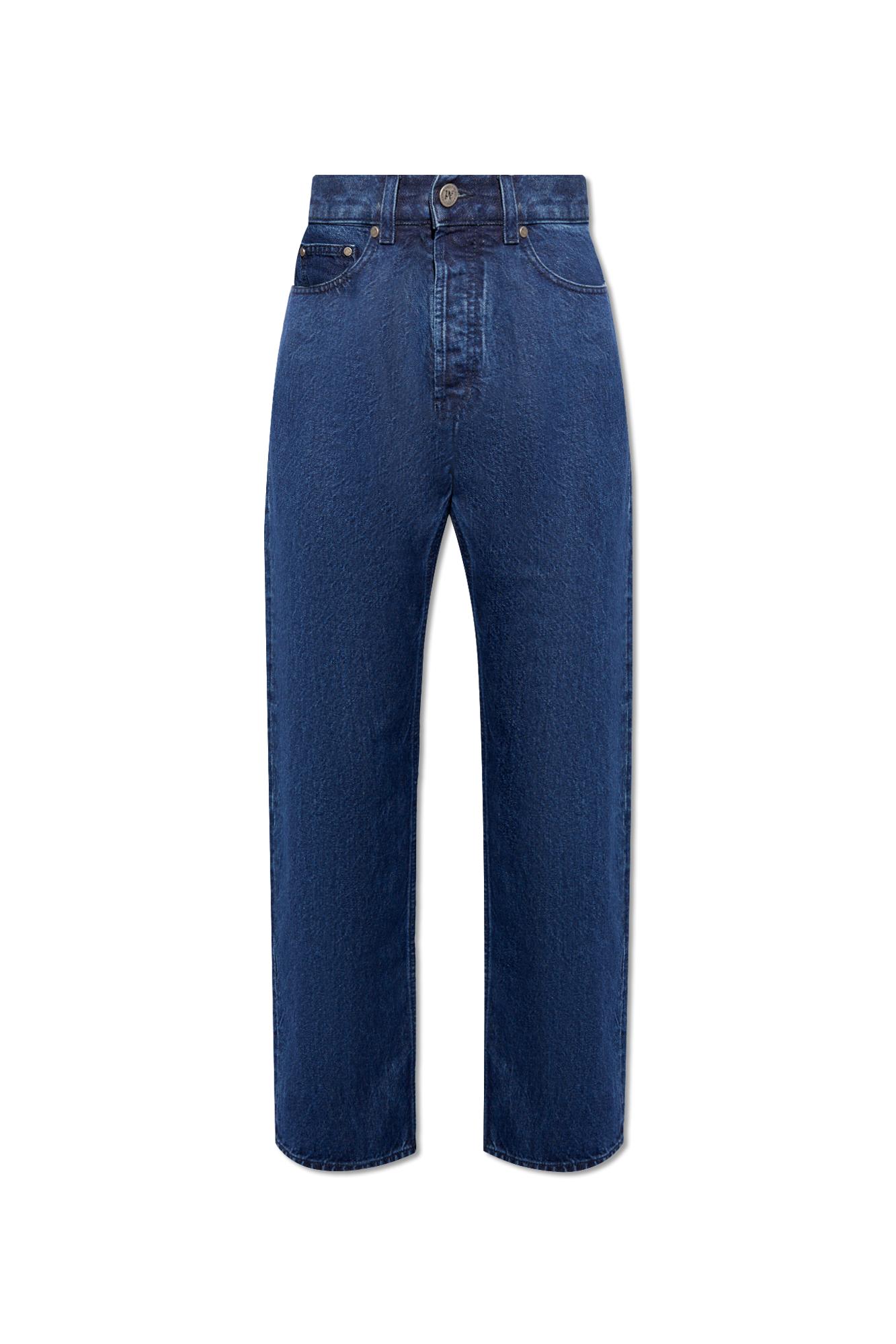 Shop Palm Angels Jeans With Pockets In Indigo Blue