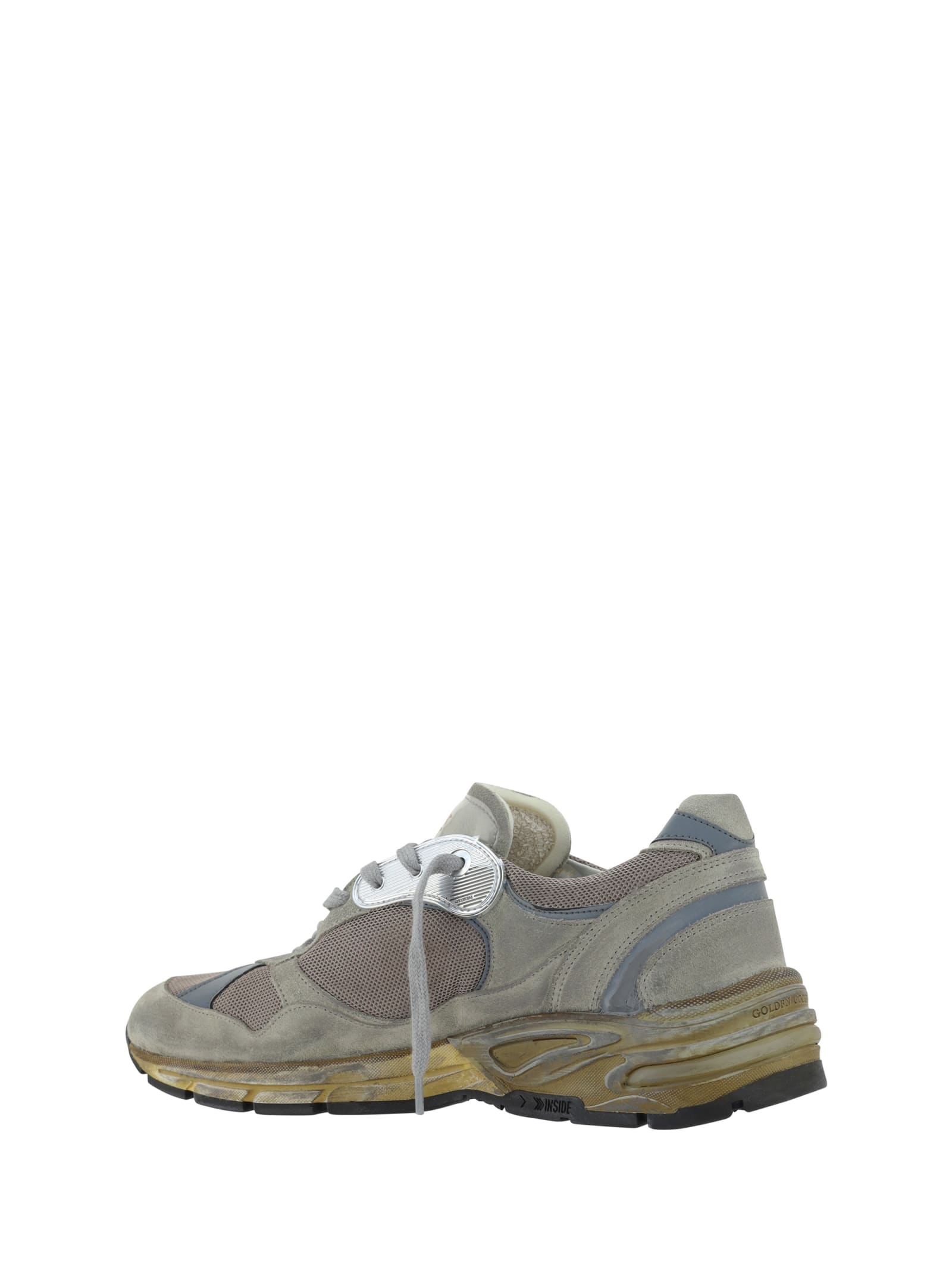 Shop Golden Goose Running Dad Sneakers In Taupe/silver/white