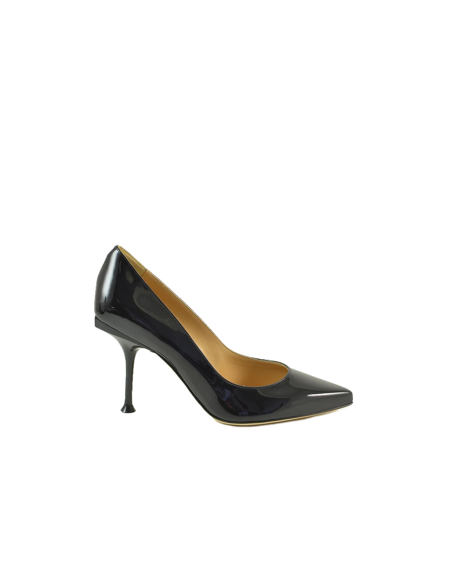 Sergio Rossi Black Shiny Patent Leather High-heel Pumps