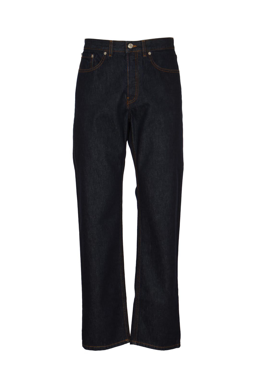 Shop Dries Van Noten Logo Patch Straight Leg Jeans In Indigo