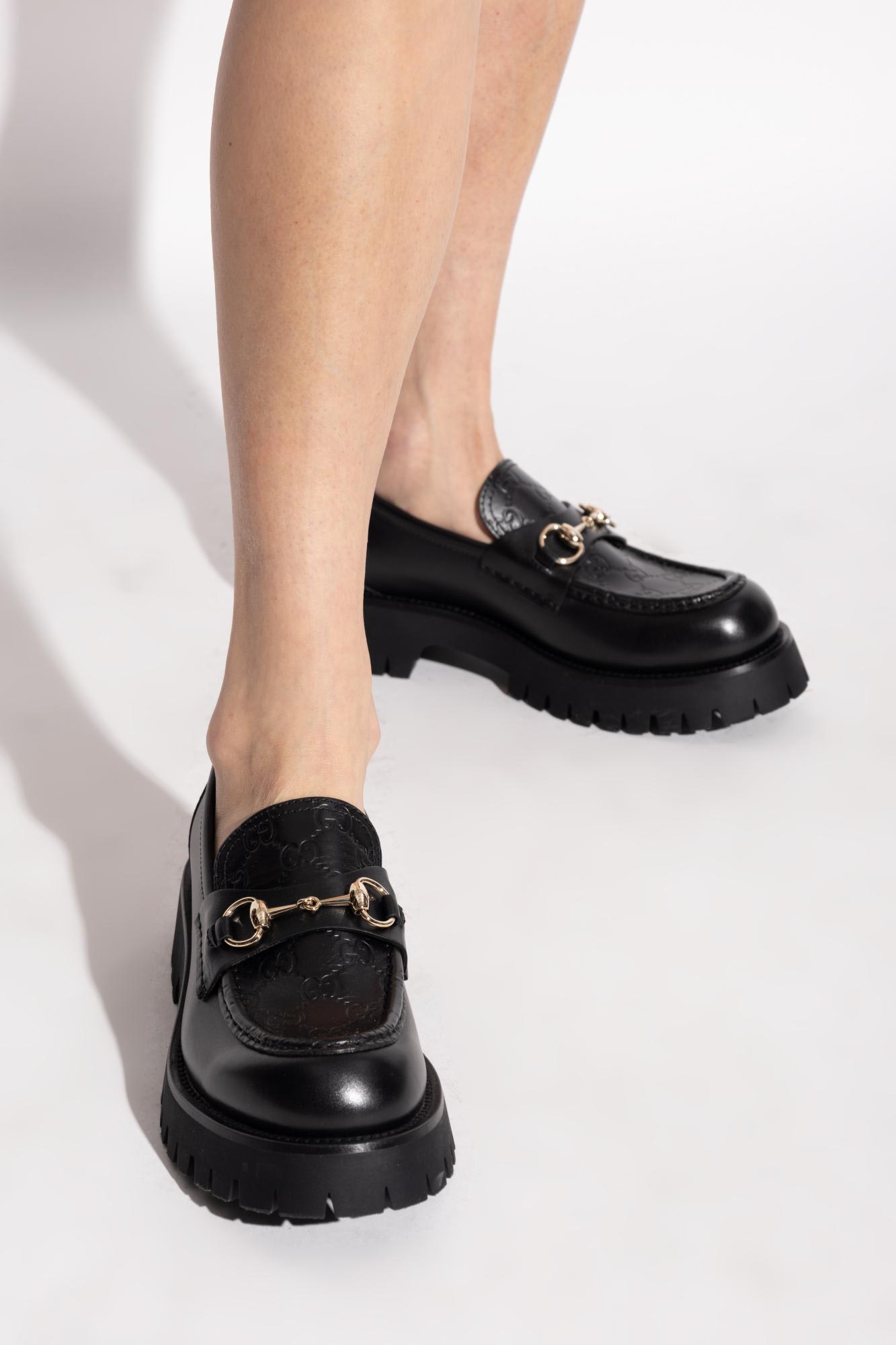 Shop Gucci Leather Shoes Type Loafers In Nero
