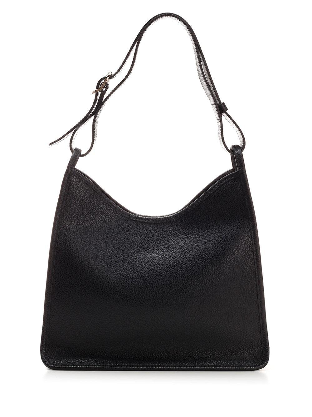 Longchamp Sac Porté Épaule M Le Foulonné In Black