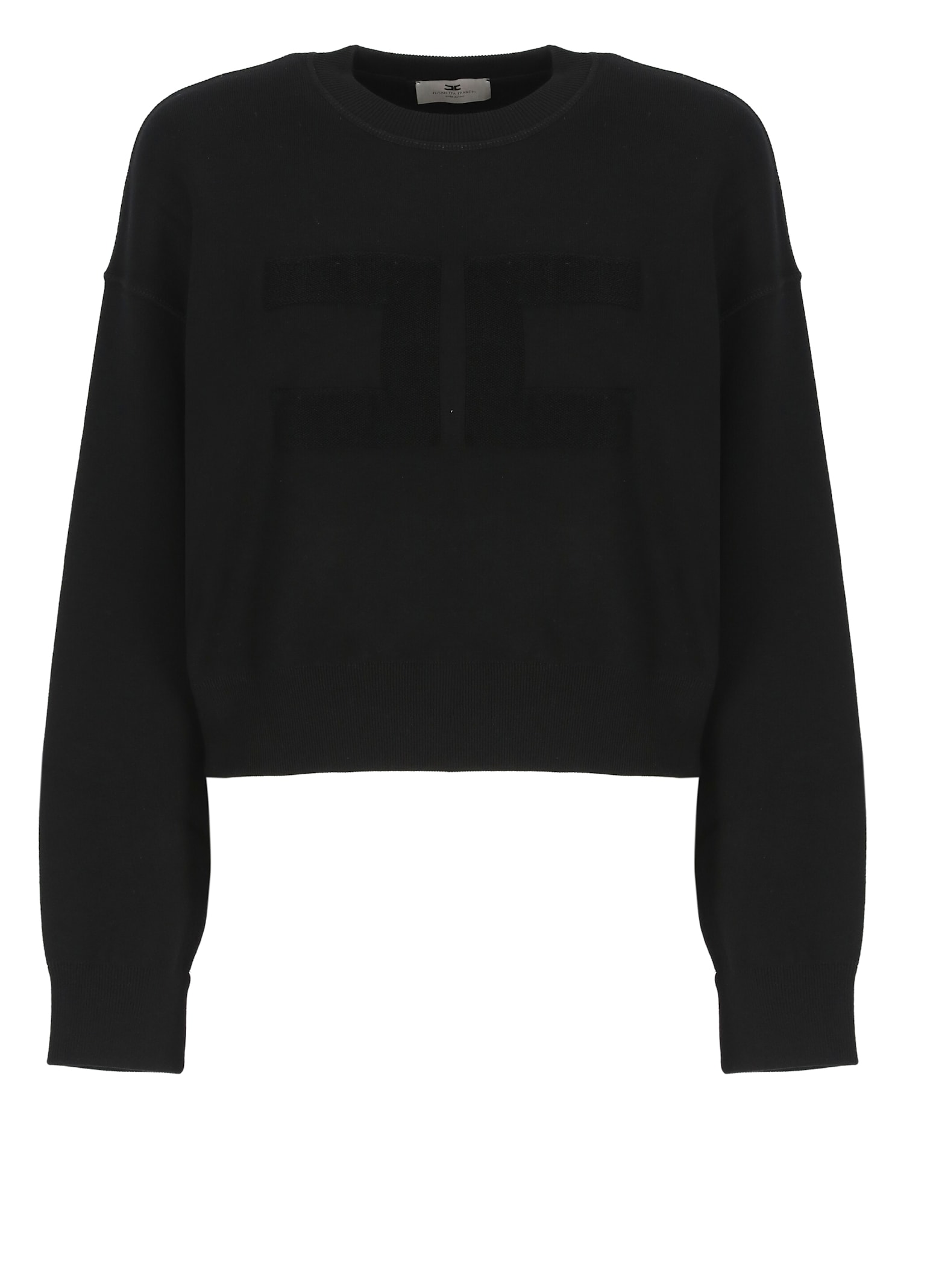 Shop Elisabetta Franchi Logoed Sweater In Black