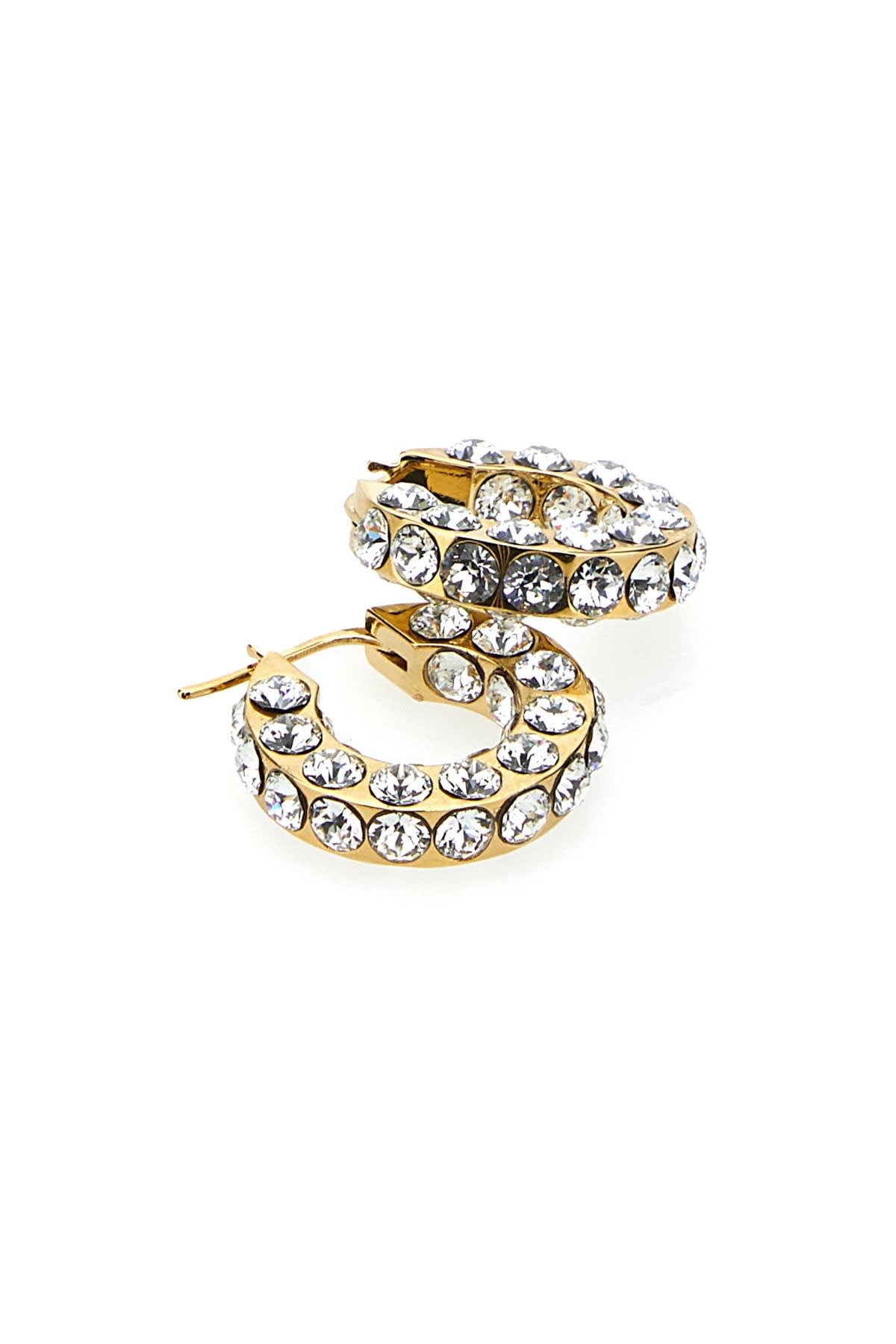 Amina Muaddi Jah Hoop Small White And Gold Crystal Earrings In Whigoldbase