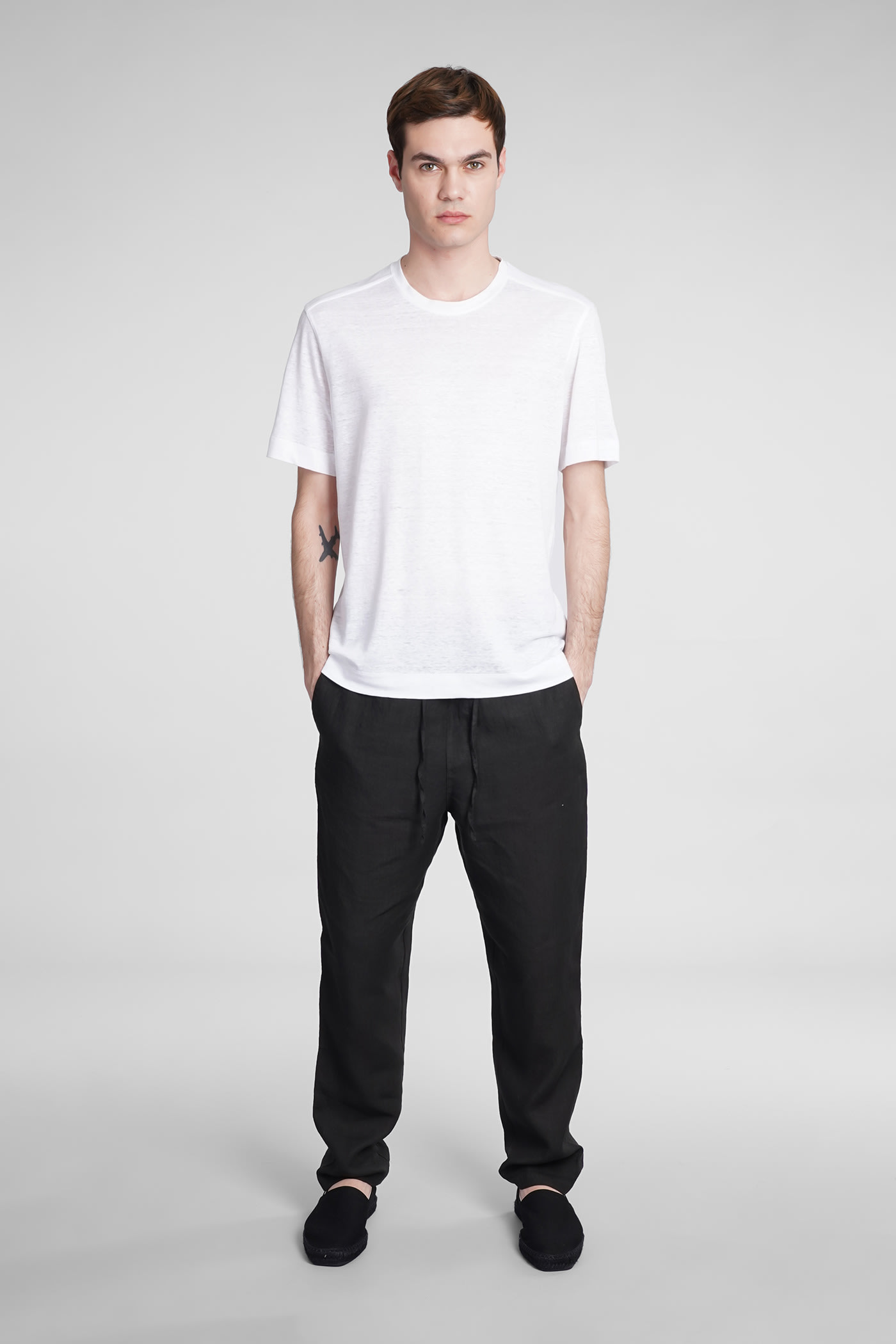 Shop Zegna T-shirt In White Linen
