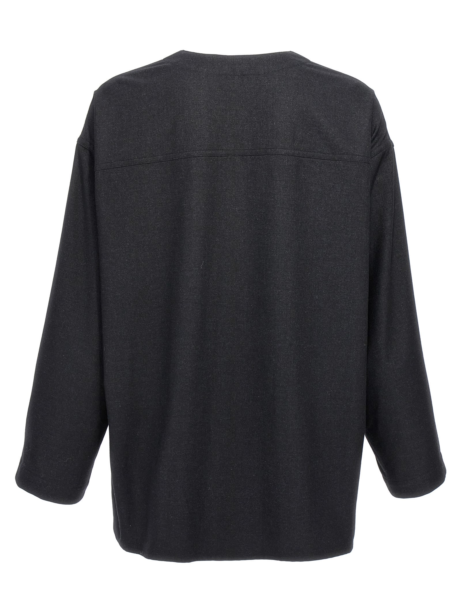 Shop Lemaire V Neck Smock Blouse In Gray