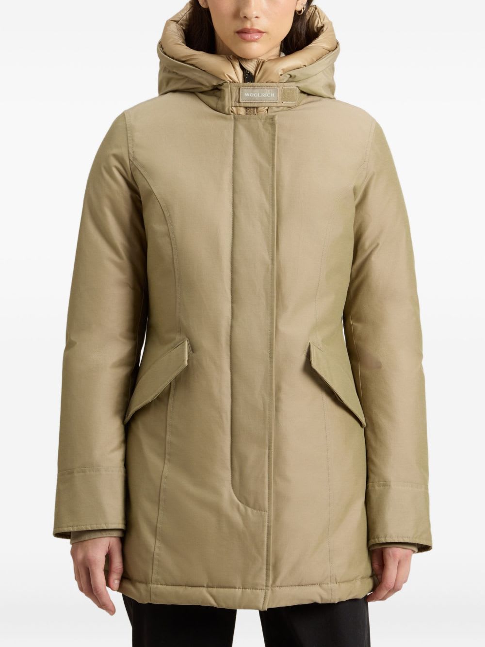 Woolrich Insulated Parka With Hood And Pockets In Neutral