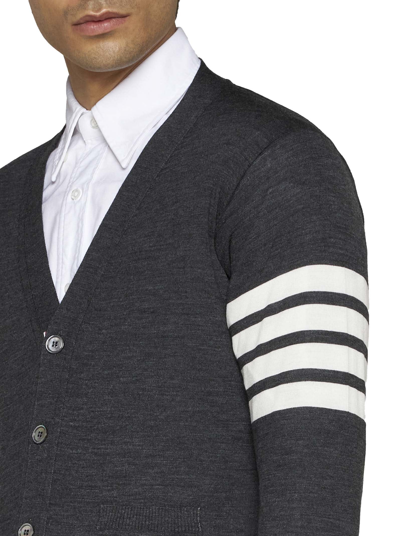 THOM BROWNE CLASSIC V-NECK CARDIGAN SUSTAINABLE