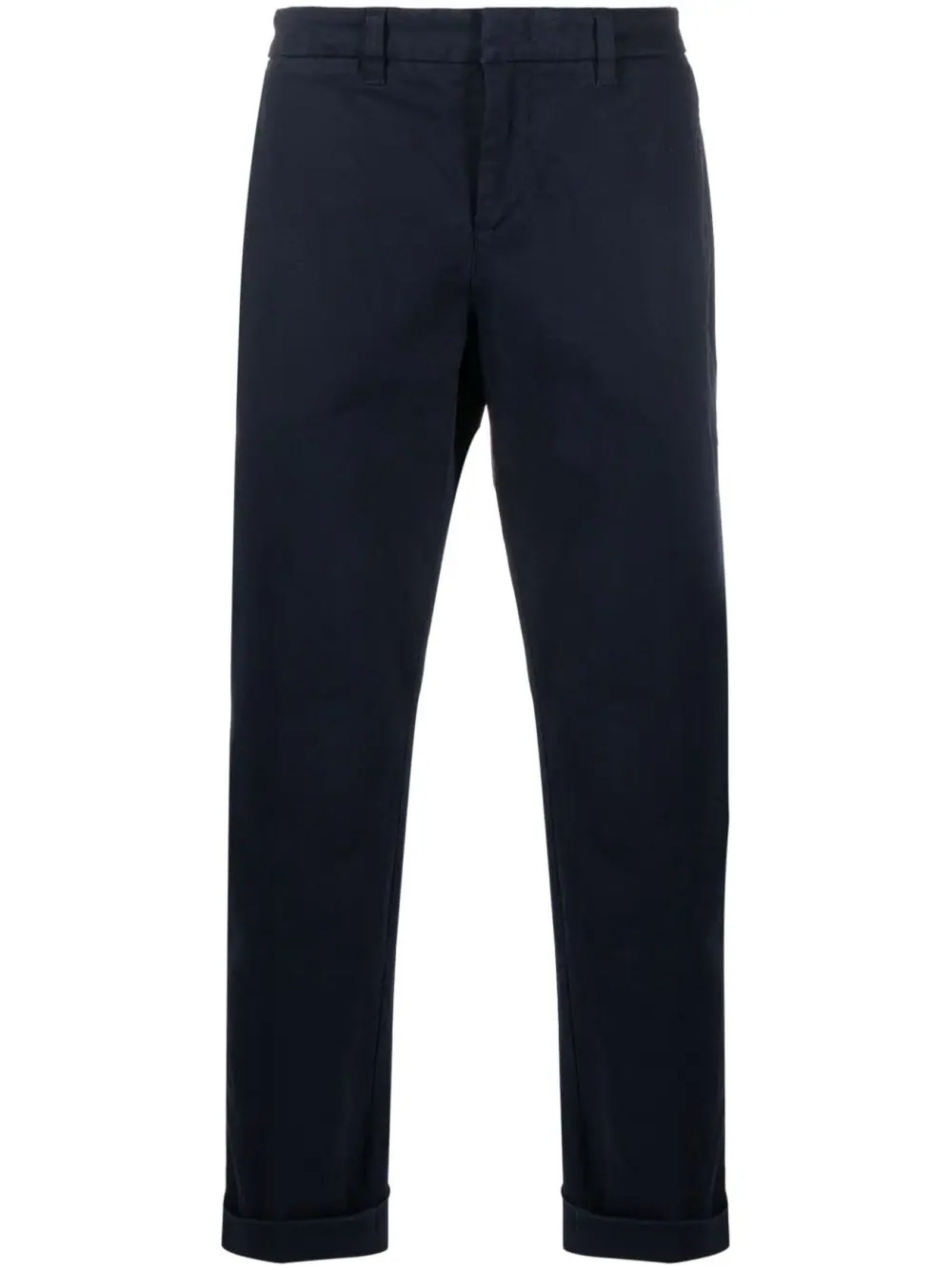 Shop Fay Navy Blue Capri Cotton Trousers