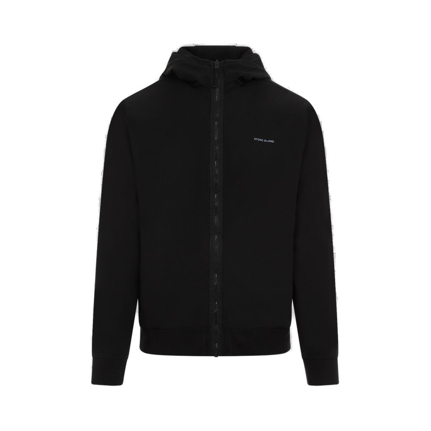 Shop Stone Island Zipped Reversible Hooded Jacket In Black