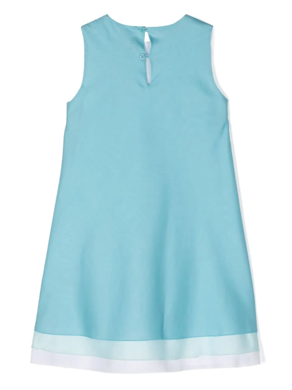 Shop Il Gufo Light Blue Cotton Voile Dress With Three Tiers