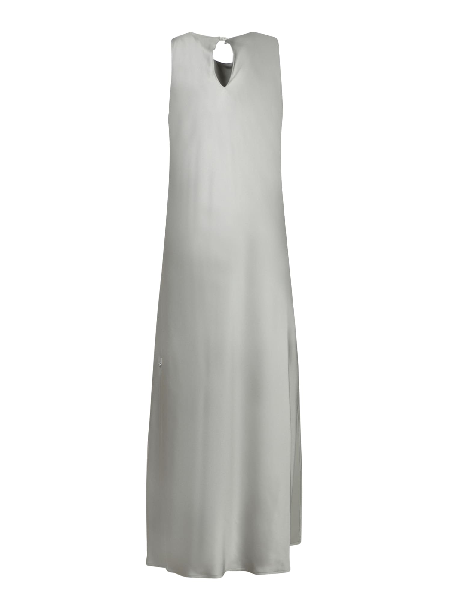 Shop Herno Grey Satin Longuette Dress