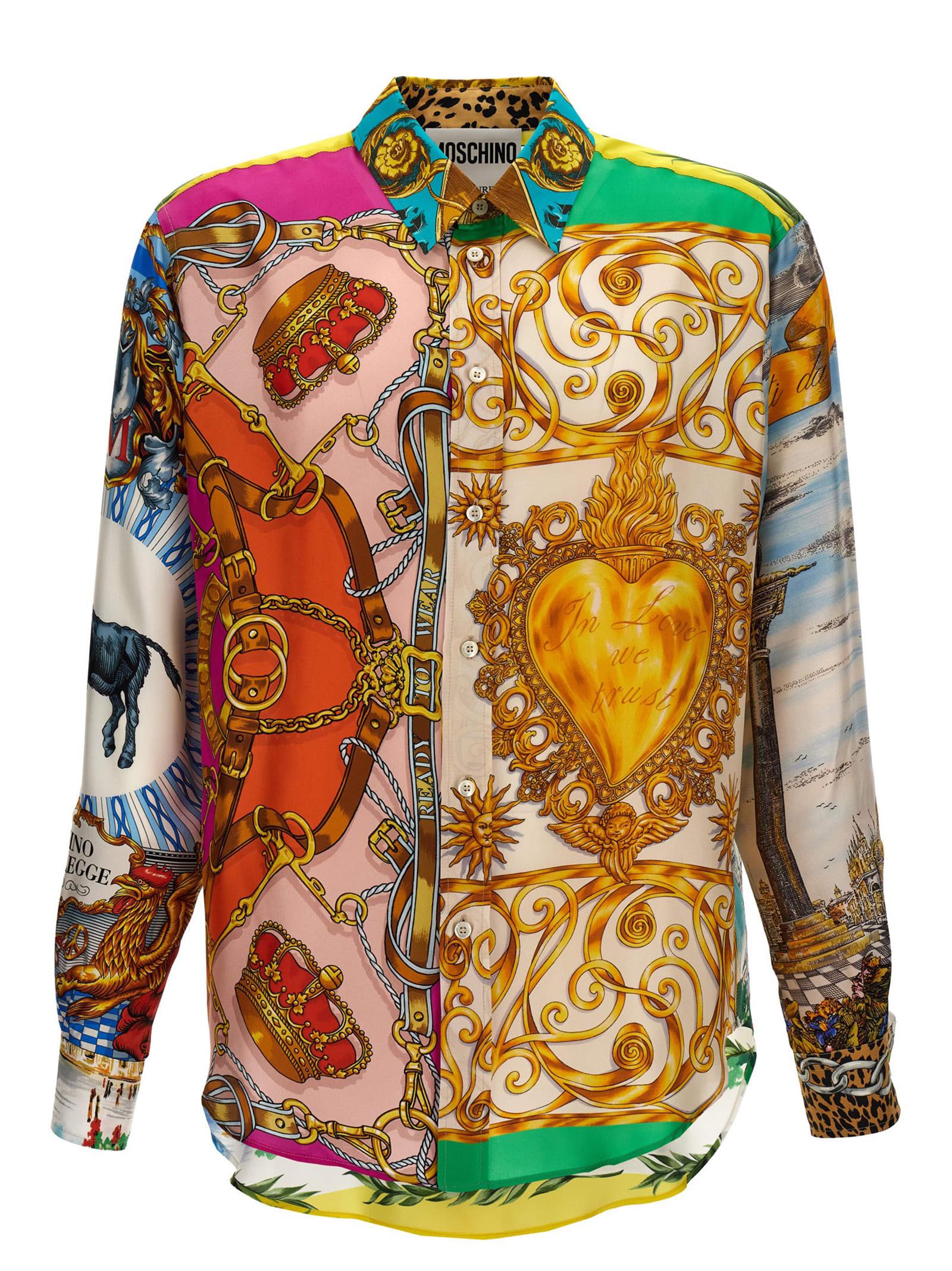 Shop Moschino Archive Scarves Print Shirt In Multicolor