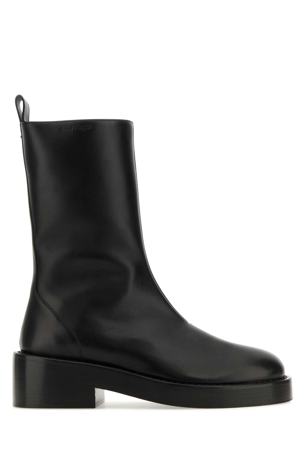 Courrèges Black Leather Ankle Boots