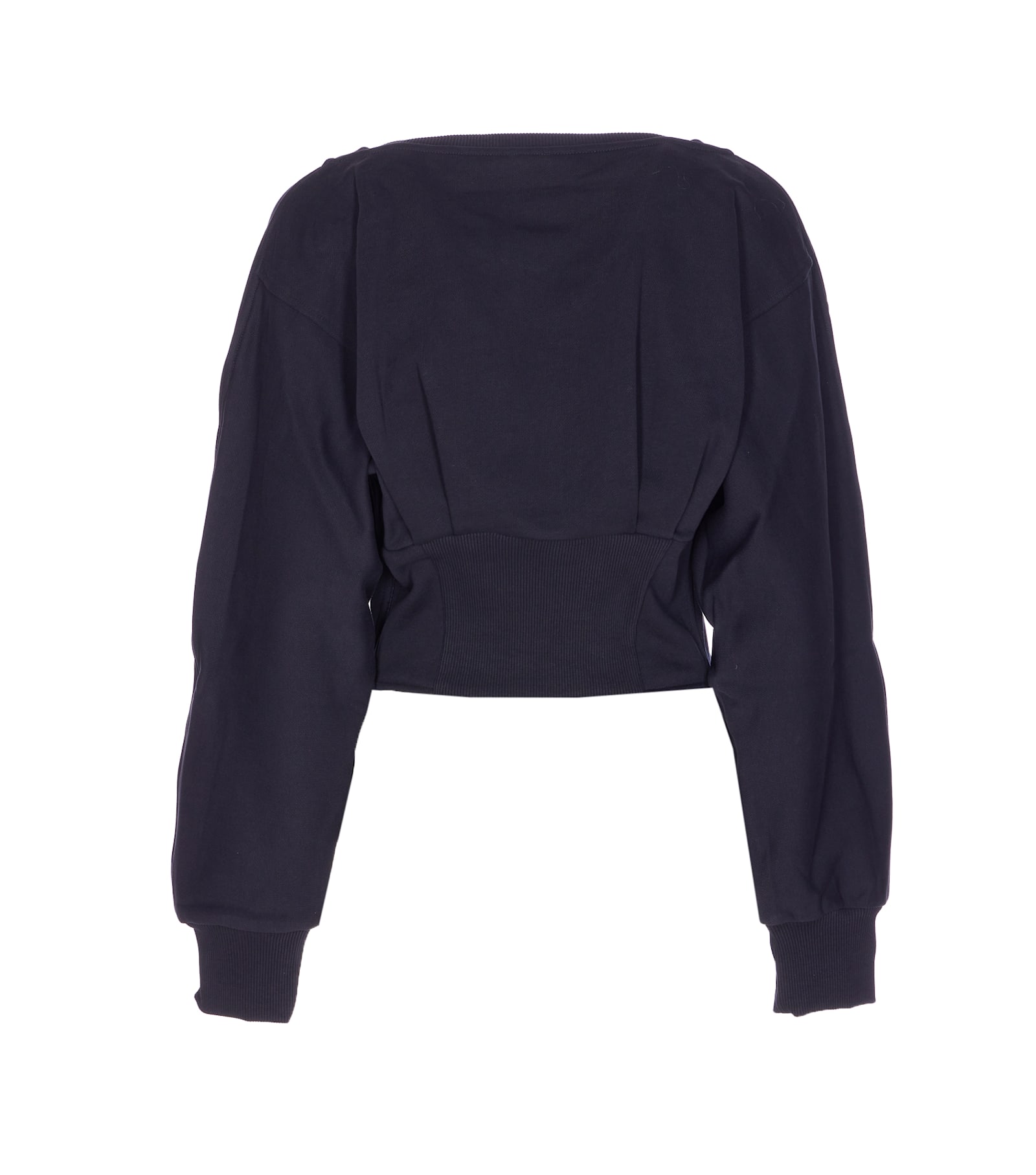 Pinko Cropped Knitwear With Corset And Gold Buttons In Blue