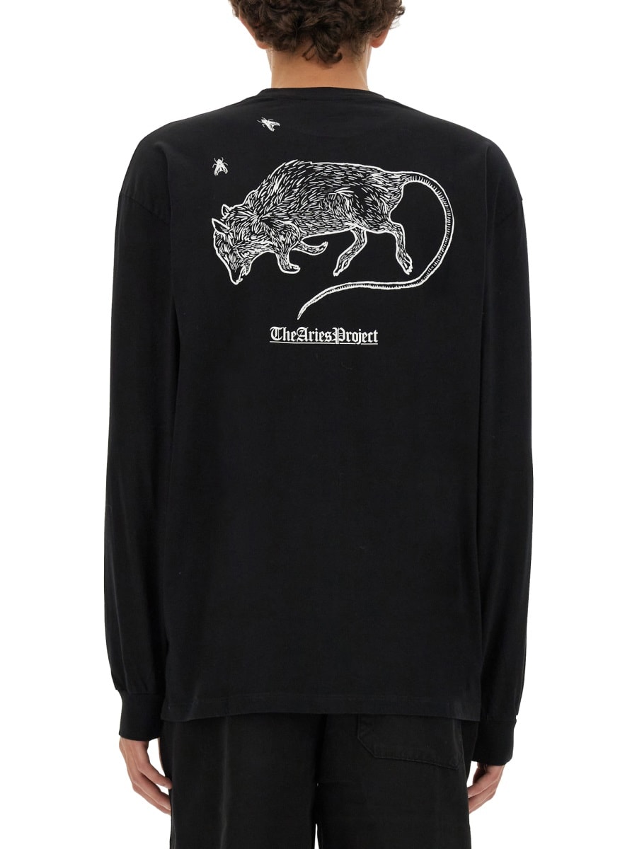 Shop Aries Sweatshirt With Logo Print In Black