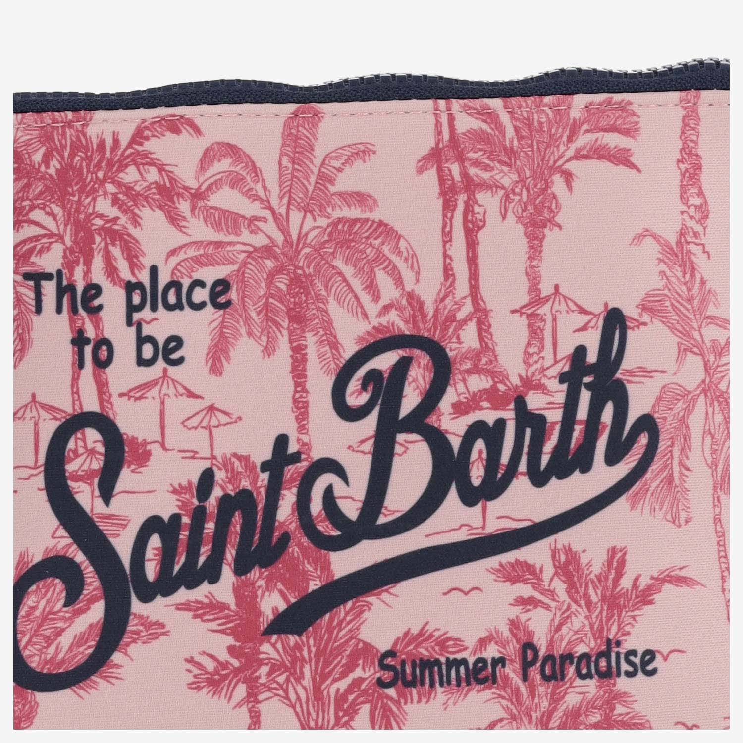 Shop Mc2 Saint Barth Scuba Clutch Bag With Graphic Print In Pink