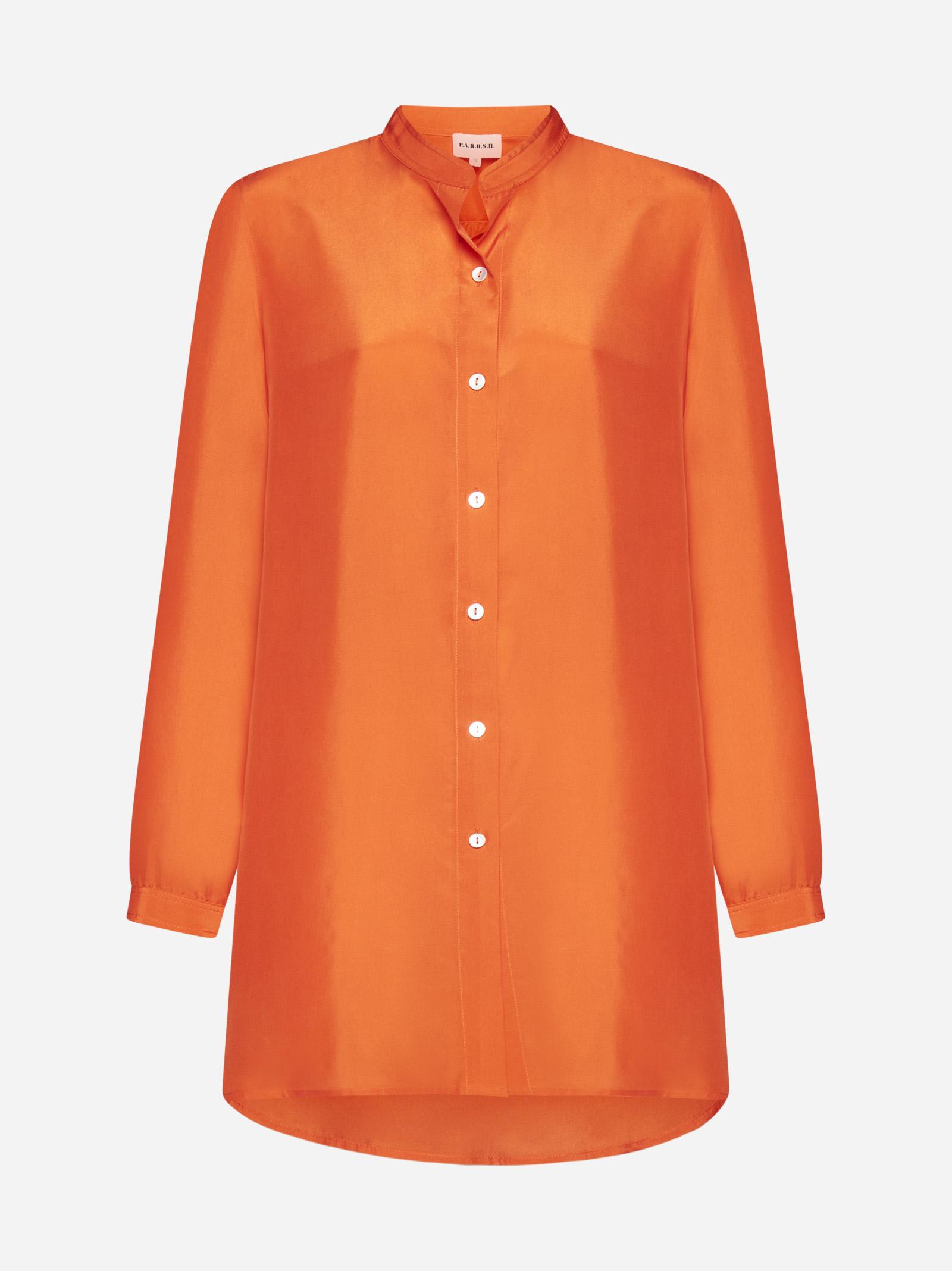 Shop P.a.r.o.s.h Sunny Silk Habotai Shirt In Orange