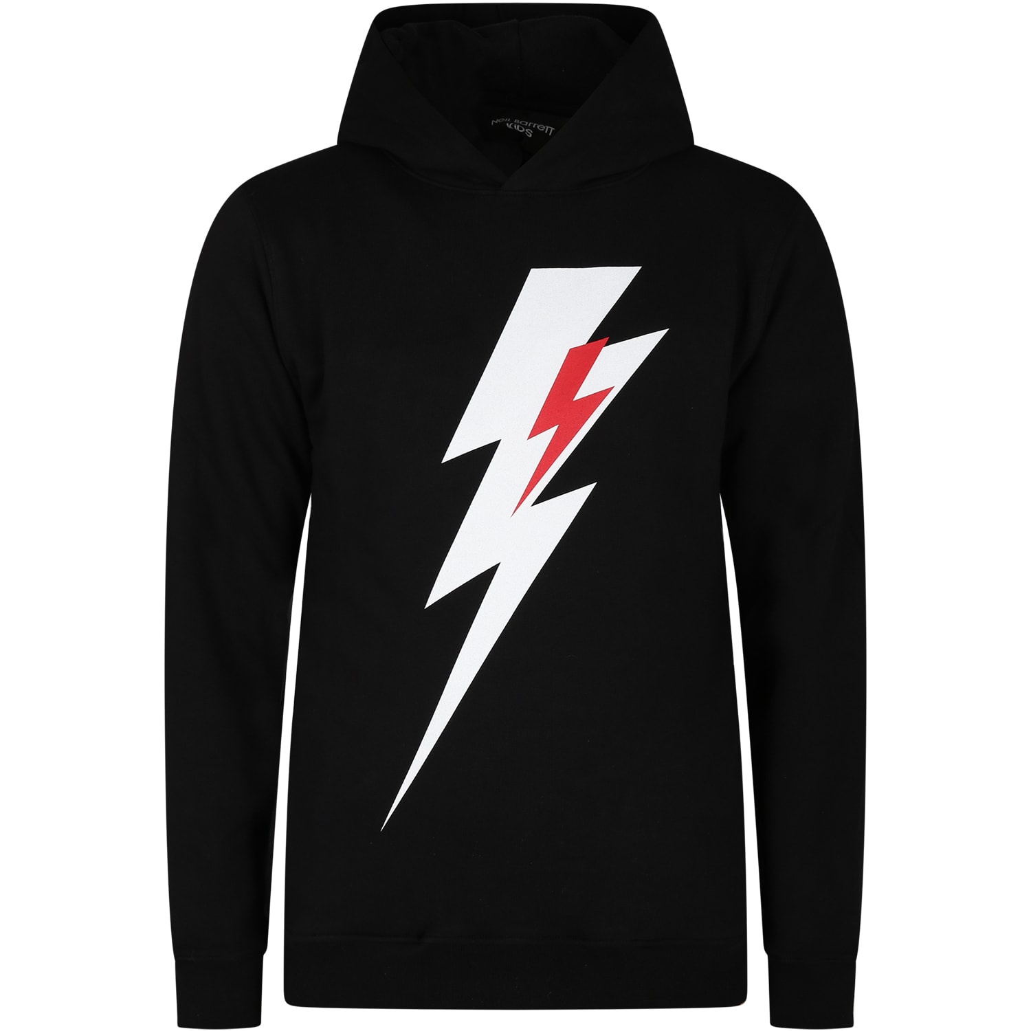 Neil Barrett Thunderbolt-print Cotton Hoodie In Black