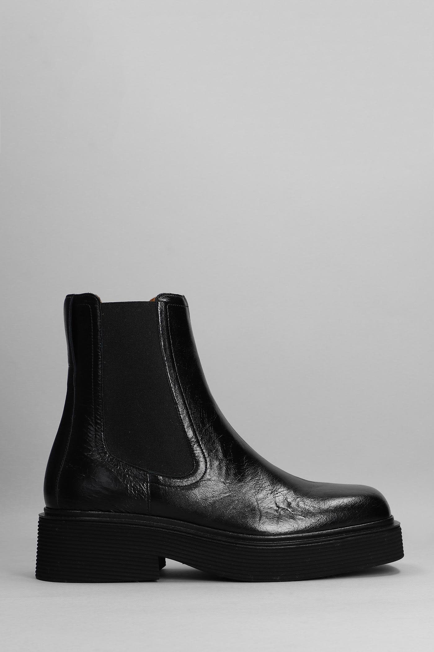 Marni Ankle Boots In Black Leather
