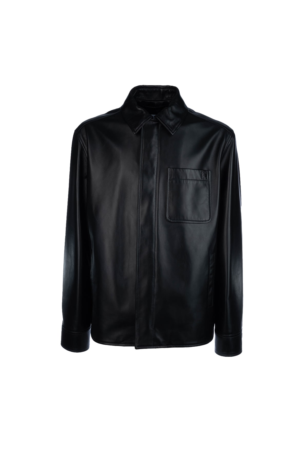 Loewe Anagram Leather Zip-up Overshirt