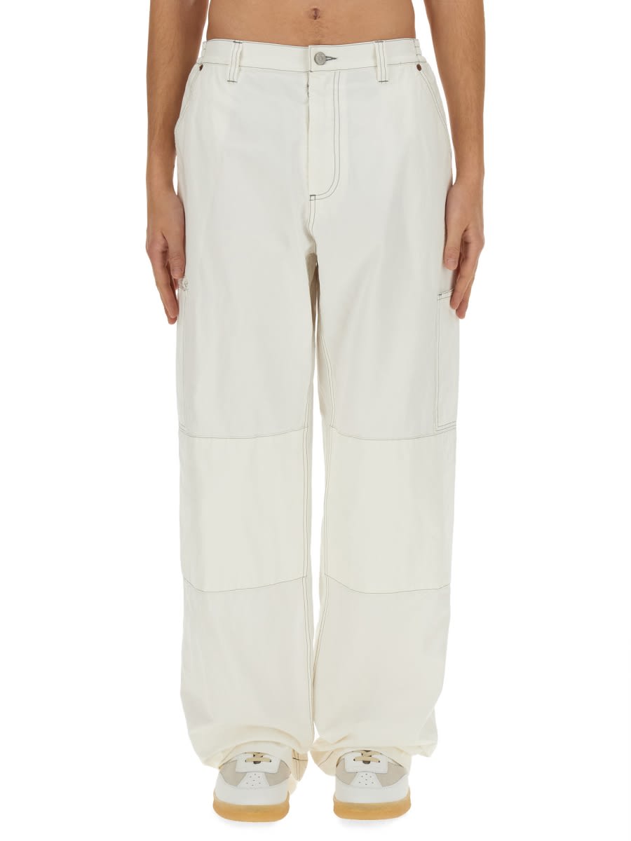 Shop Mm6 Maison Margiela Cotton Canvas Pants In White