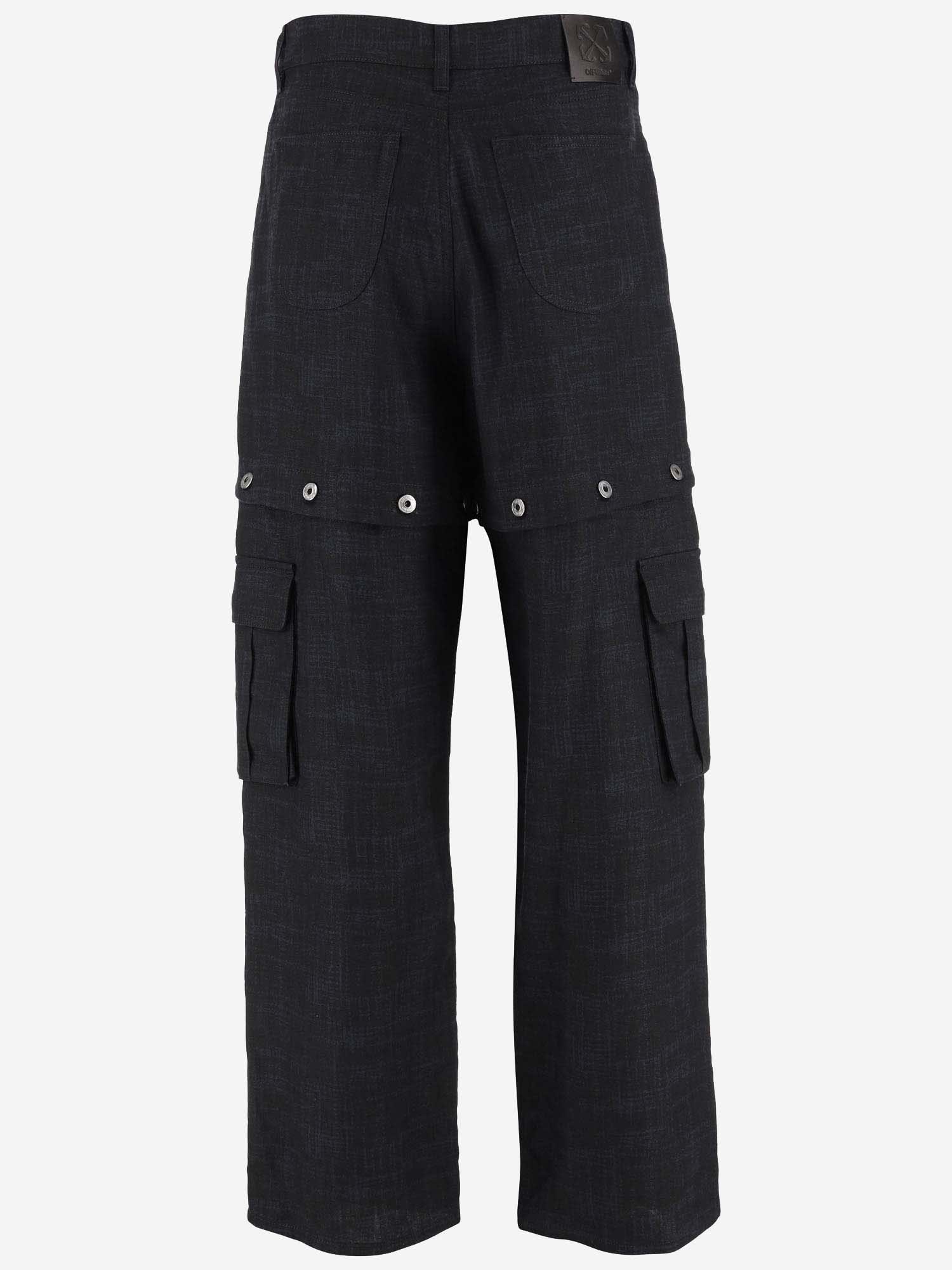 Shop Off-white Linen Cargo Pants With Logo In Black
