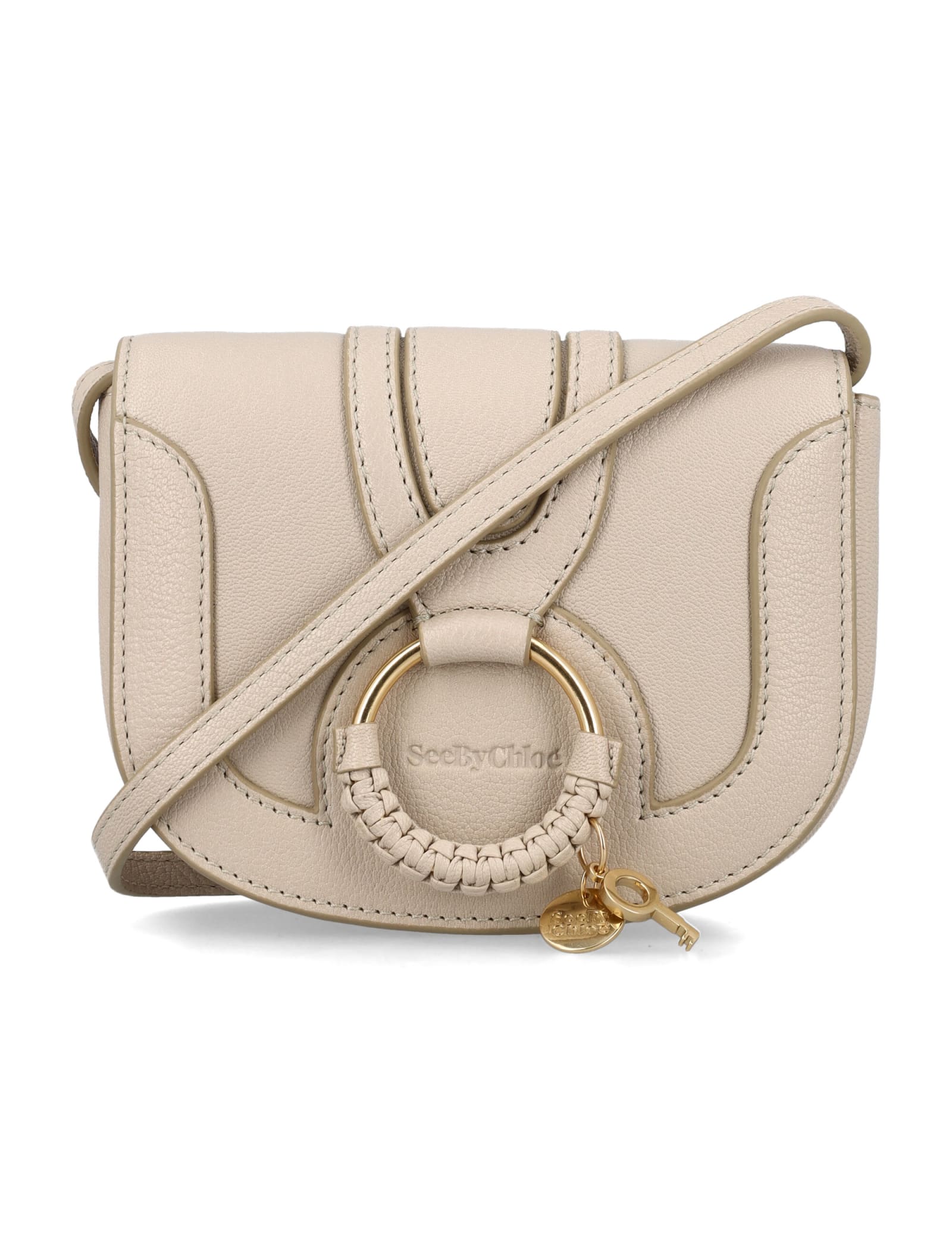 See By Chloé Hana Leather Key Ring Pouch in Natural