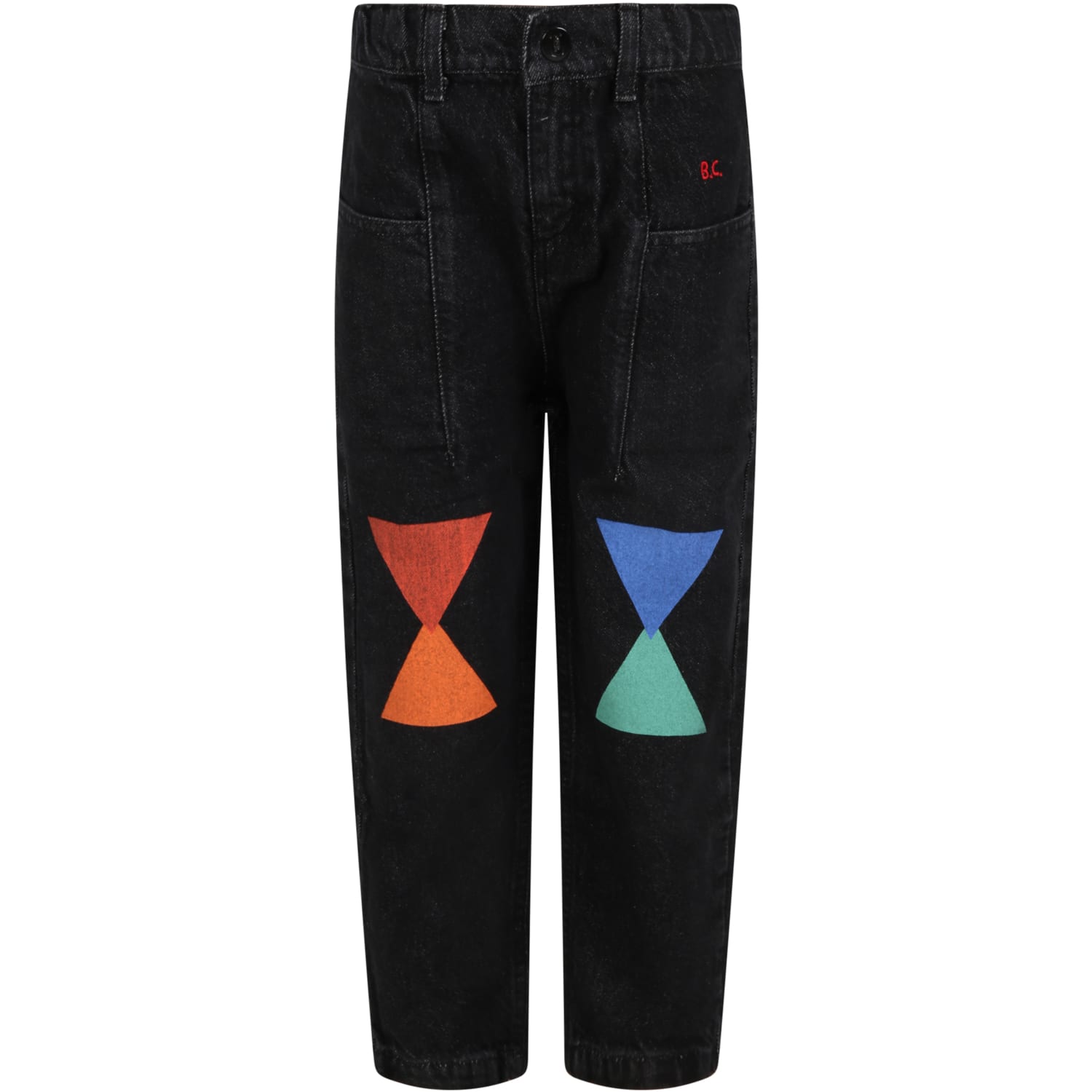 Bobo Choses Black Jeans For Kids With Geometric Designs