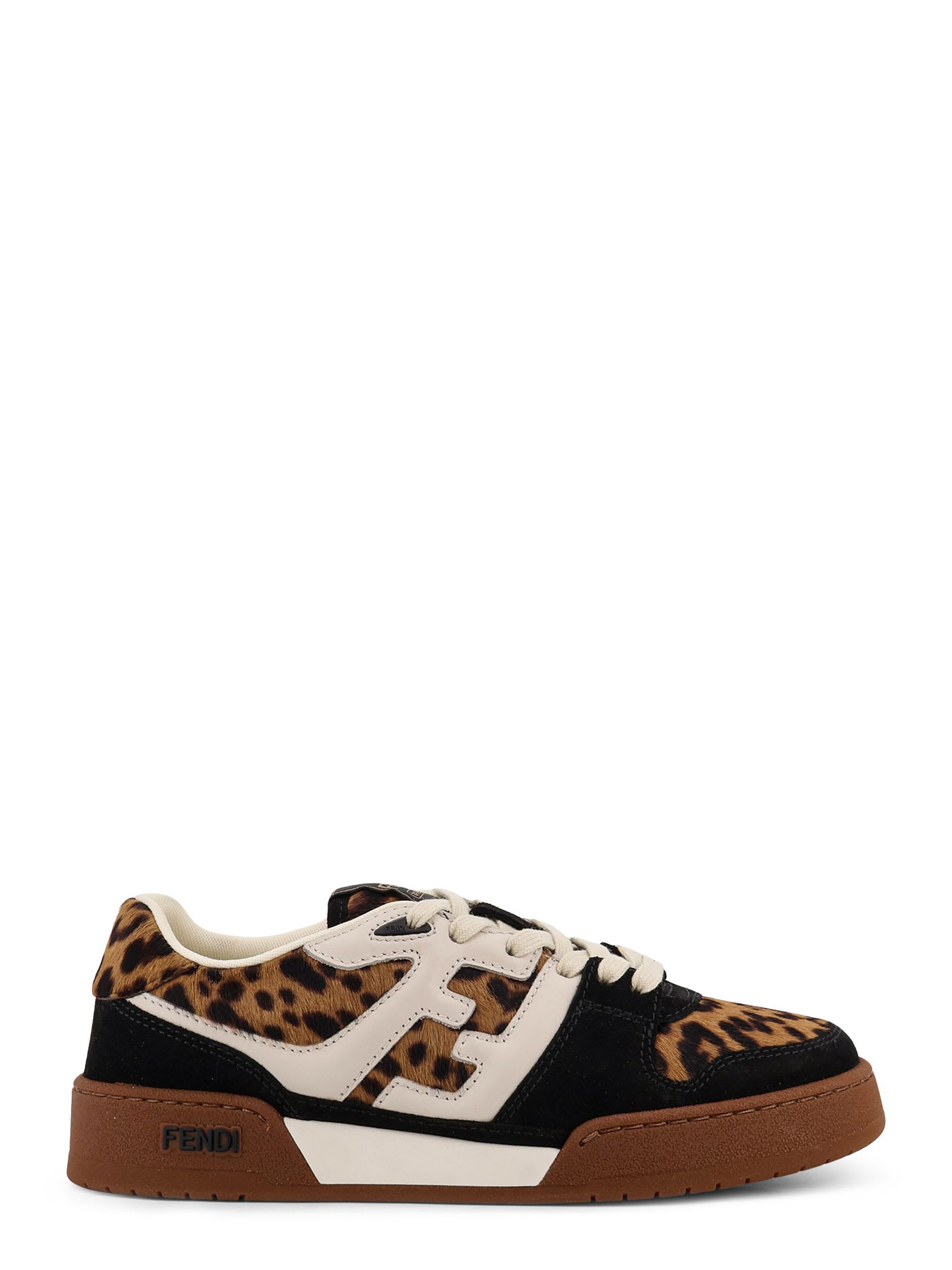 Fendi Low-top Platform In Multicolor Cavallino Calfskin And Suede In Brown