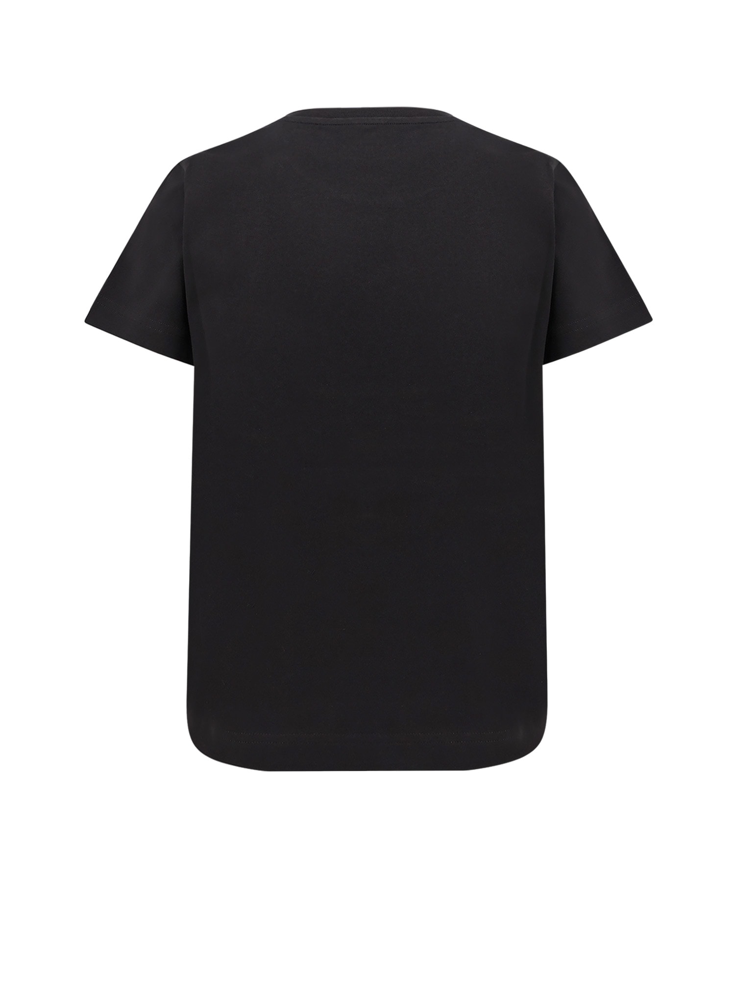 Moncler Cotton T-shirt With Embroidered Cursive Logo In Black