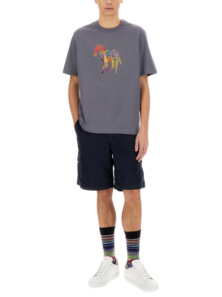 Shop Ps By Paul Smith Zebra T-shirt In Grey