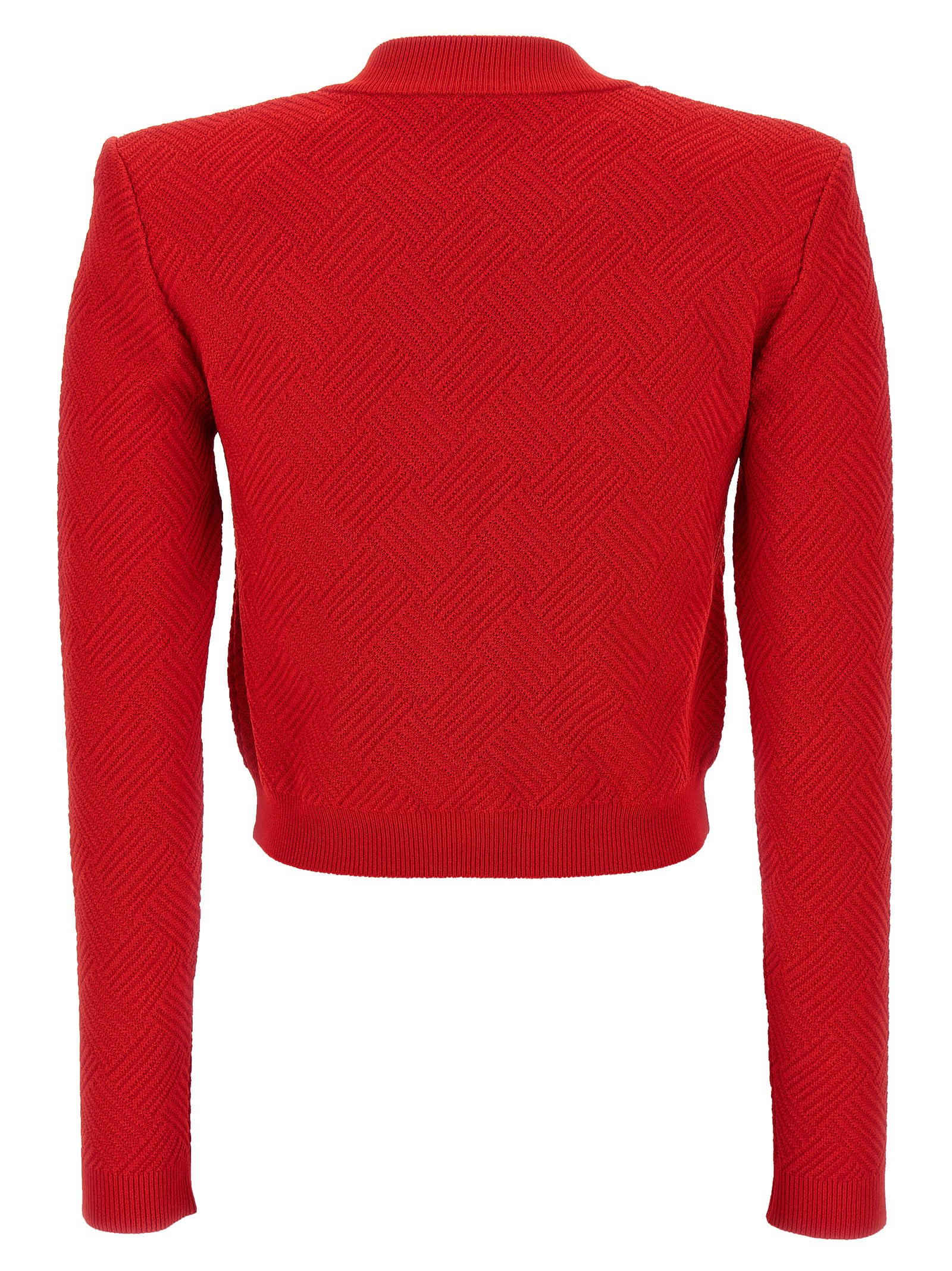 Shop Balmain Chiocciola Cardigan In Red