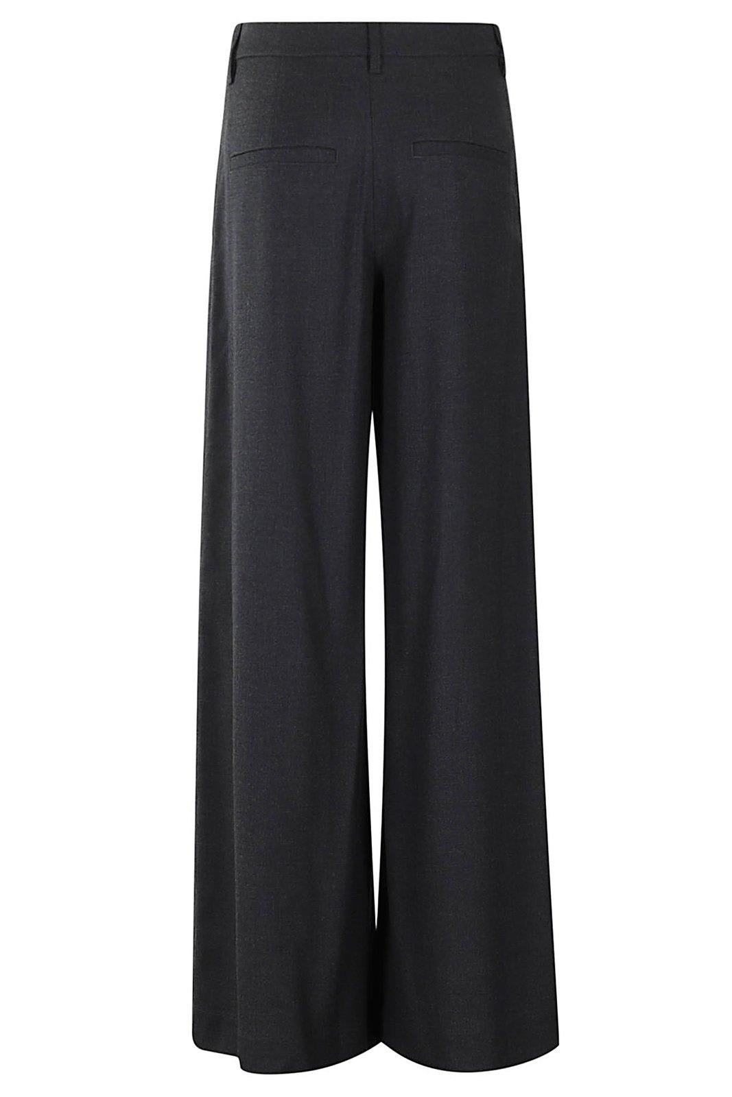 THEORY STRETCH FLANNEL ULTRA WIDE-LEG PANTS
