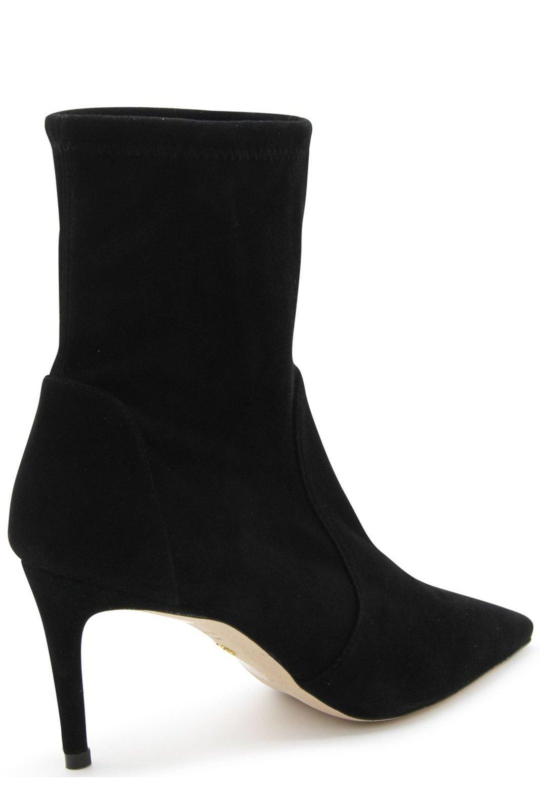 Shop Stuart Weitzman Pointed-toe Ankle Boots  In Black