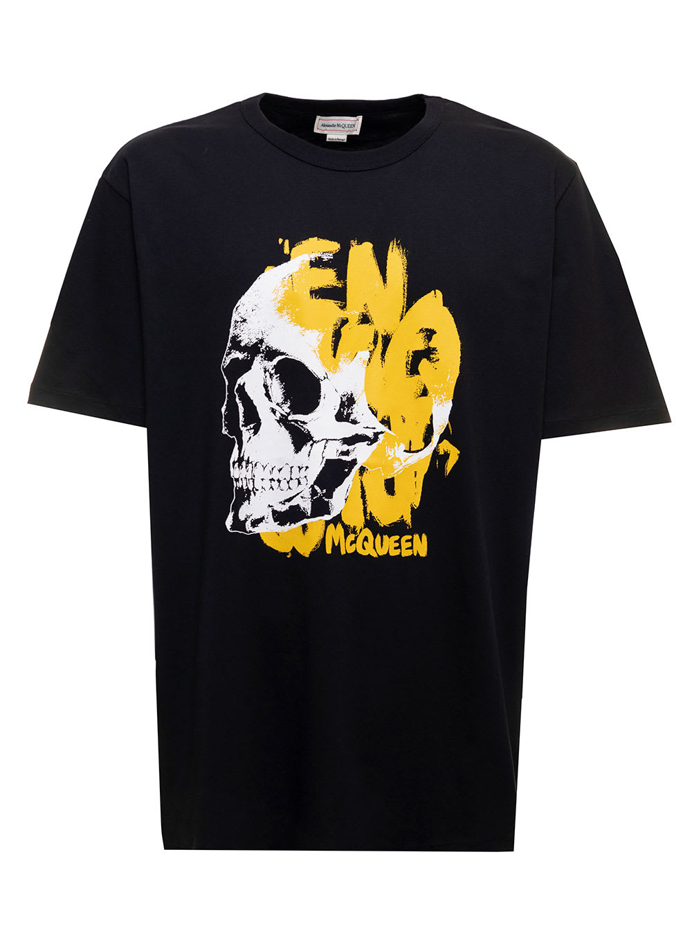 Black Cotton T-shirt With Maxi Skull Print Alexander Mcqueen Man