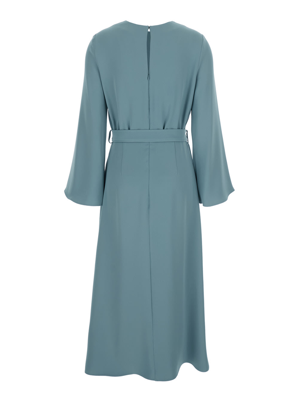 P.a.r.o.s.h Long-sleeve Belted Midi Dress In Blue