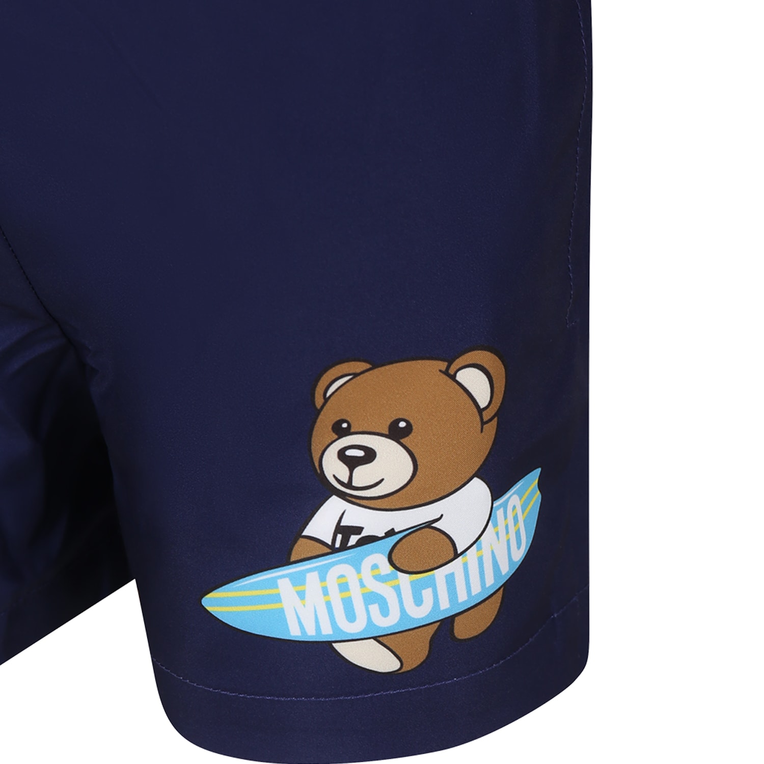 Shop Moschino Blue Swimshorts For Boy With Teddy Bear And Logo