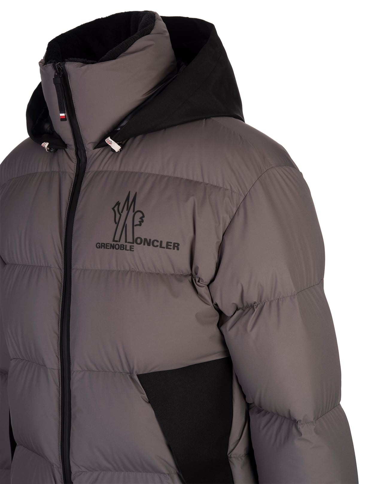 Shop Moncler Grey Marcassin Down Jacket