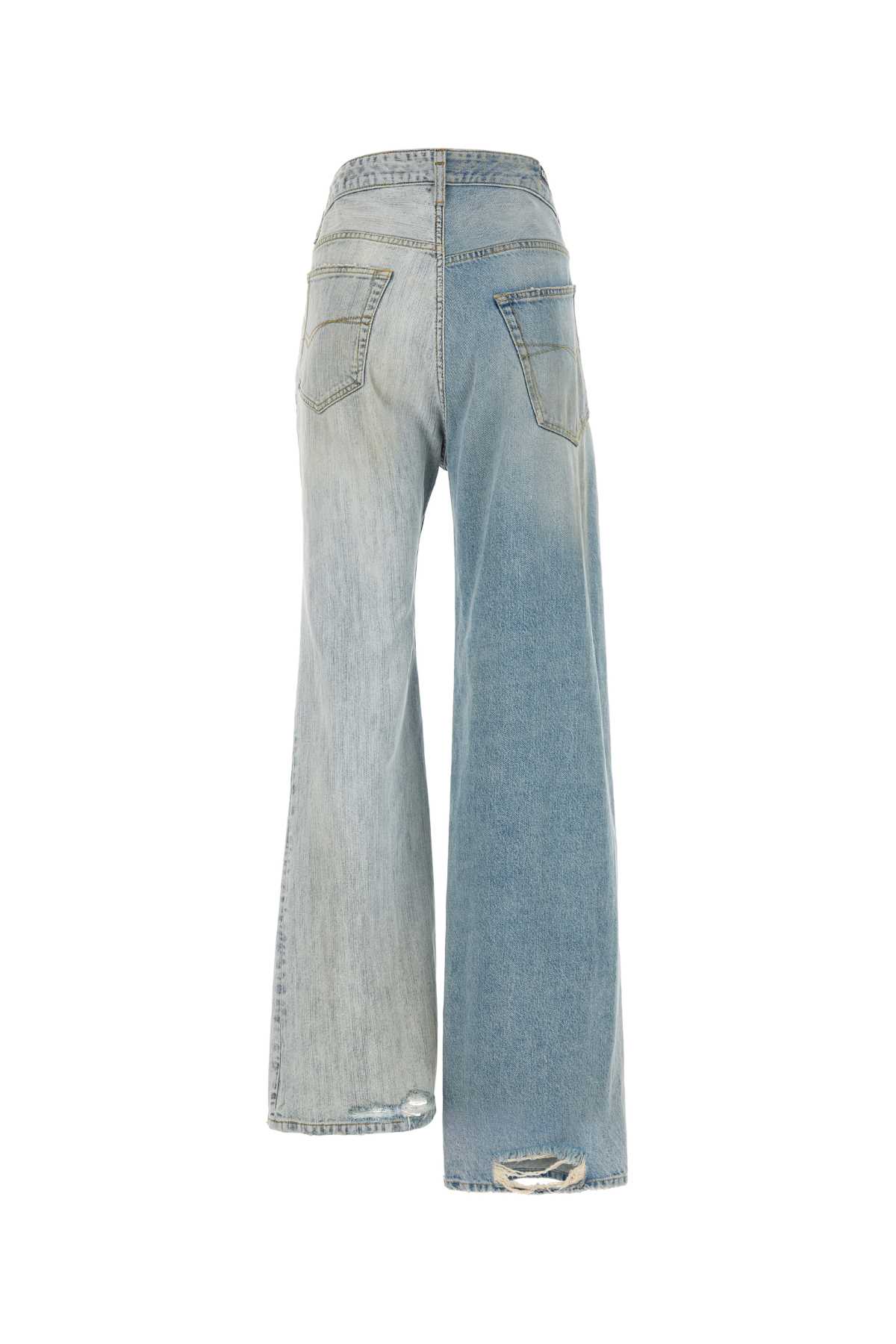 Shop Balenciaga Two-tone Denim Fifty-fifty Jeans In Iced+bleachedring