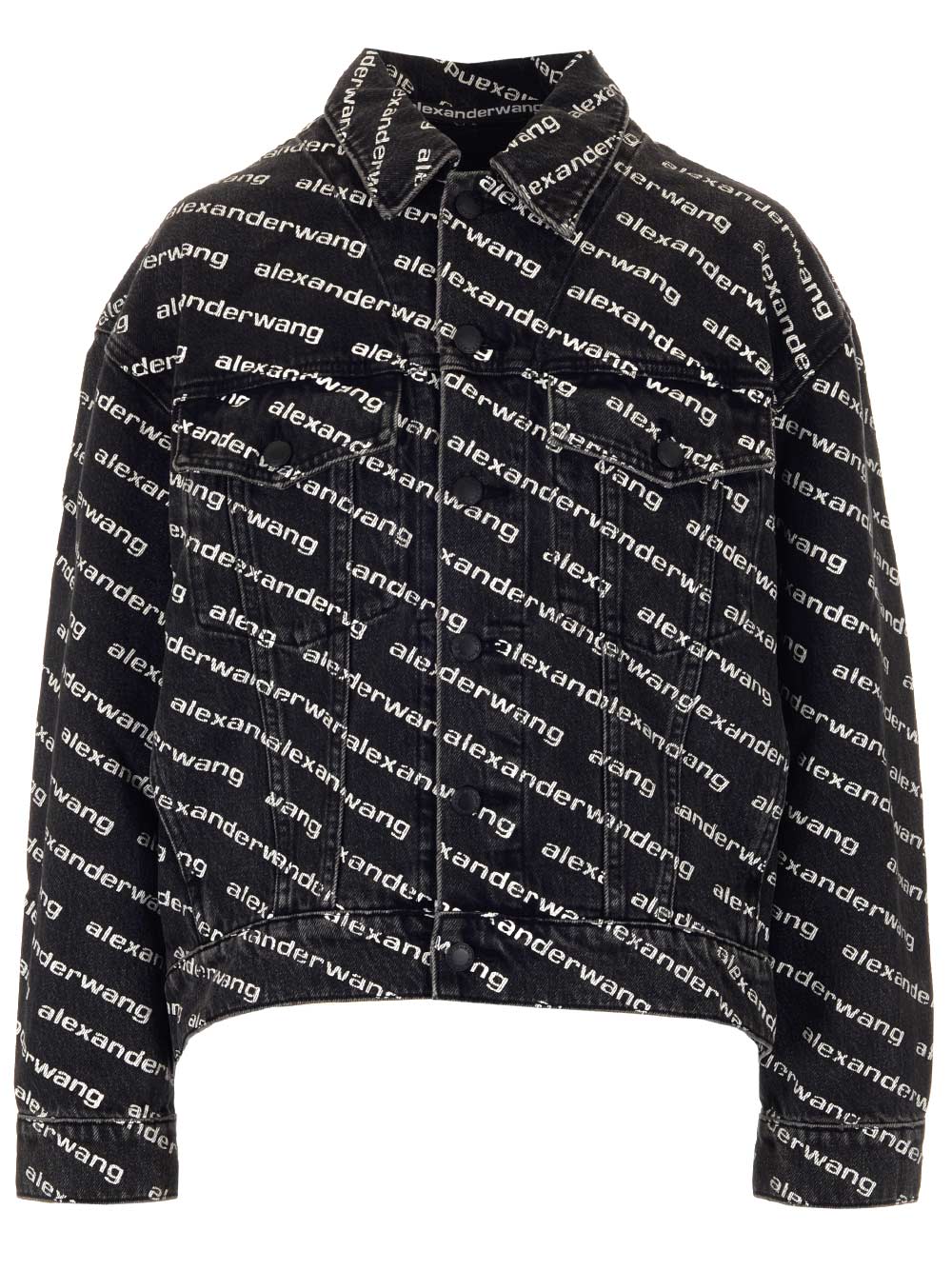 Shop Alexander Wang Monogram Denim Jacket In Grey
